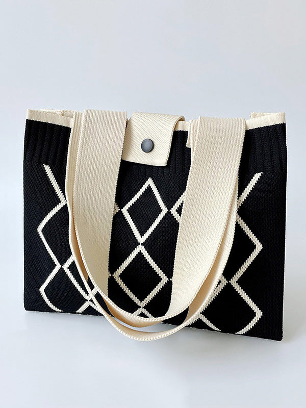 Plaid Pleated Woven Handbags Bags
