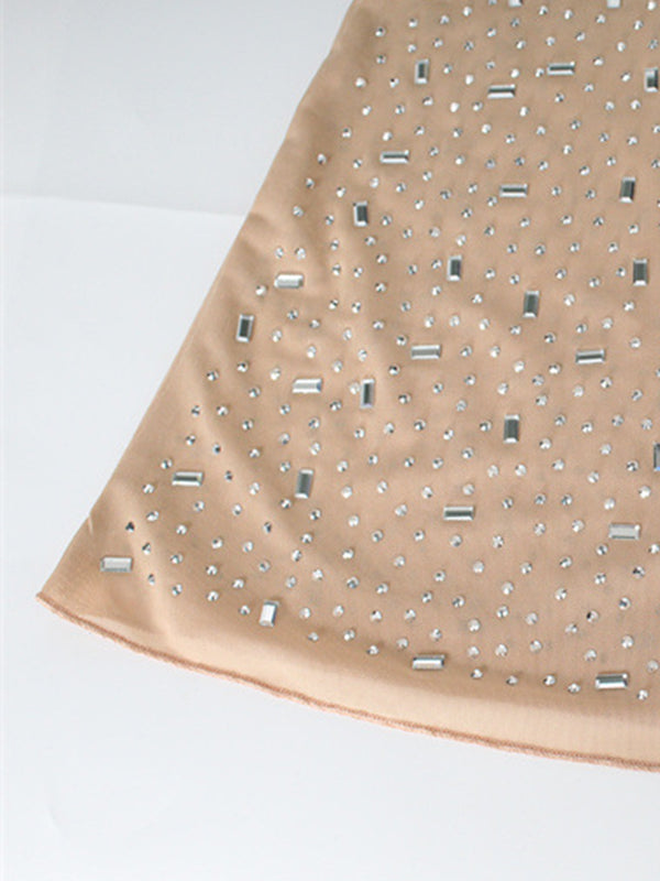 See-Through Sequined Split-Joint Bodycon Skinny Spaghetti-Neck Maxi Dresses