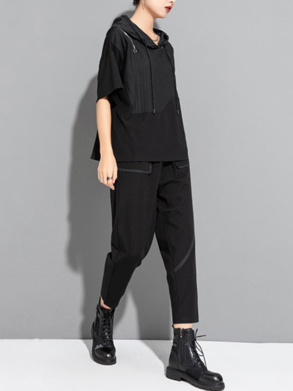 Solid Color Split-Joint Harem Pants Ninth Pants Ninth Pants Casual Pants Bottoms