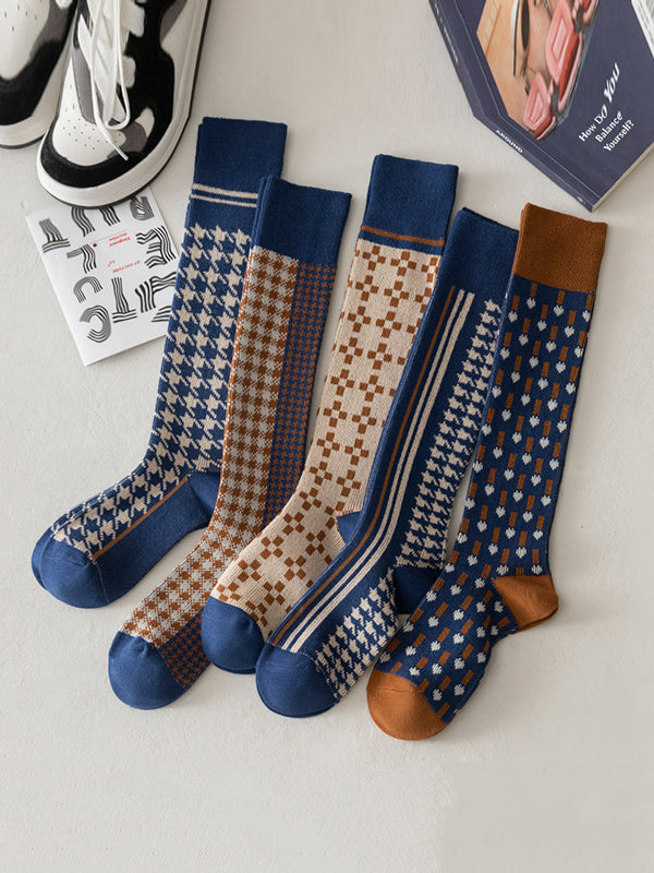 Casual Skinny Leg Checkered Socks Accessories