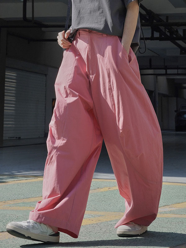 Solid Color Split-Joint Loose Wide Leg Trousers Casual Pants Bottoms