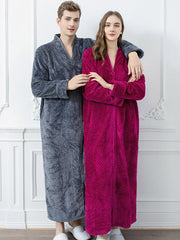 Comfortable Solid Flannel Pajama Robe