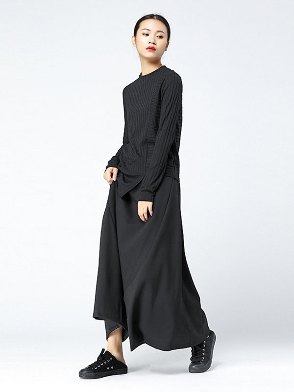 Leisure High Waisted Loose Solid Color Pants