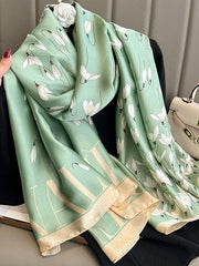 Floral Printed Letter Print Sun Protection Wrap Scarf
