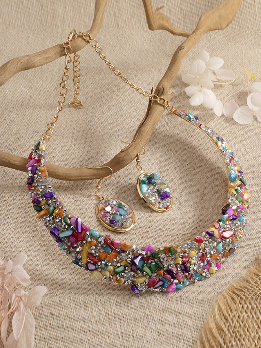 Geometric Rhine Stones Shiny Irregularity Sets Necklaces Accessories Earrings Accessories