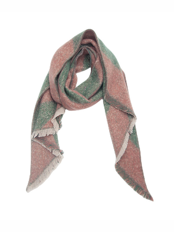 Diamond-Patterned Fringed Keep Warm Shawl&Scarf