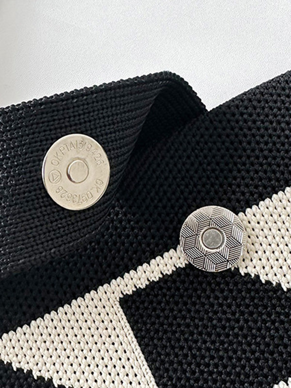 Contrast Color Split-Joint Woven Handbags Bags