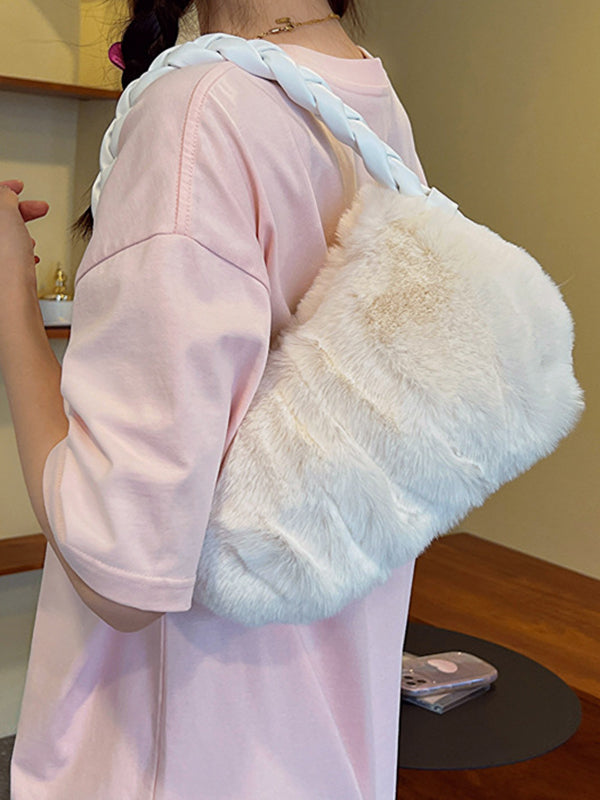 Pleated Split-Joint Woven Straps Handbags Bags