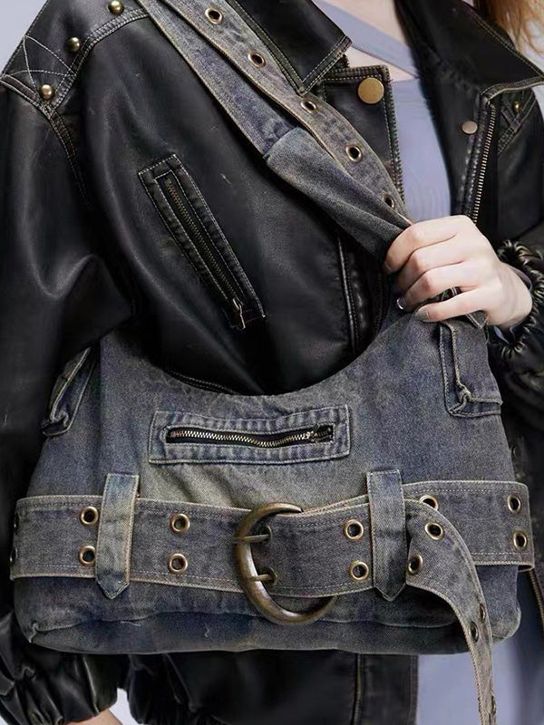 Belt Buckle Pockets Split-Joint Crossbody Bags Shoulder Bags
