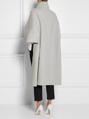 Solid Color High-low Loose Stand Collar Jackets Cape