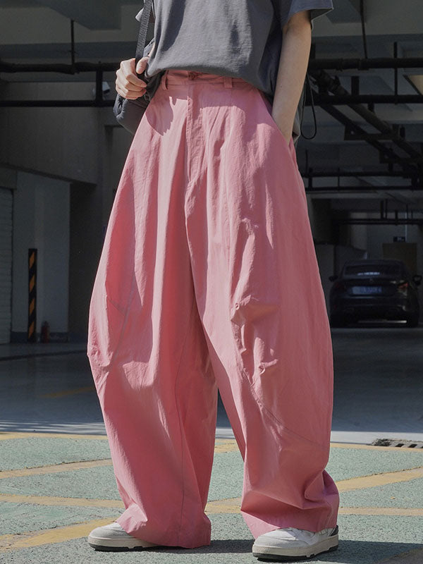 Solid Color Split-Joint Loose Wide Leg Trousers Casual Pants Bottoms
