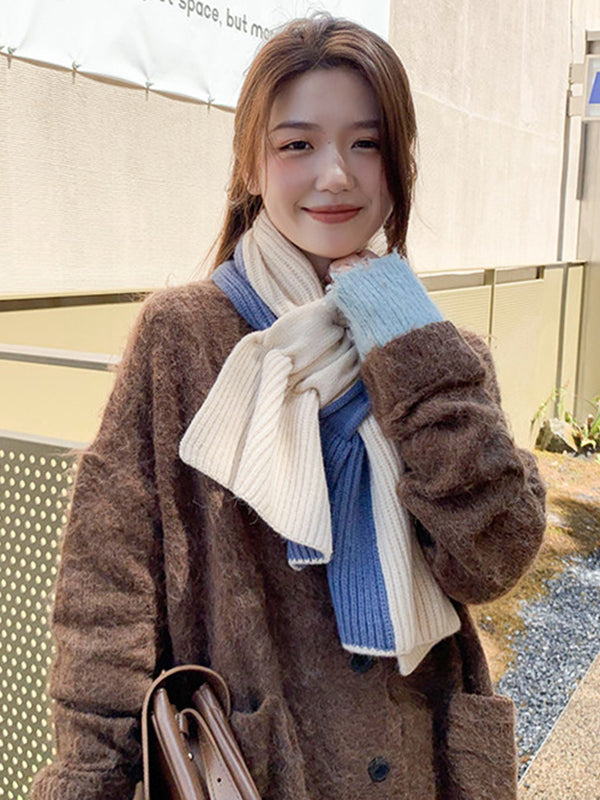 Simple Keep Warm Contrast Color Shawl&Scarf