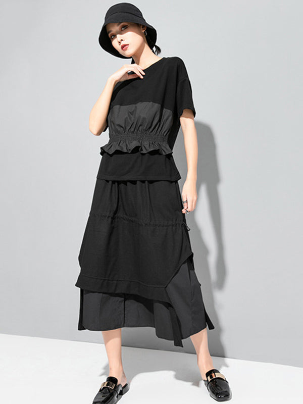 Original Falbala Split-Joint T-Shirts Tops