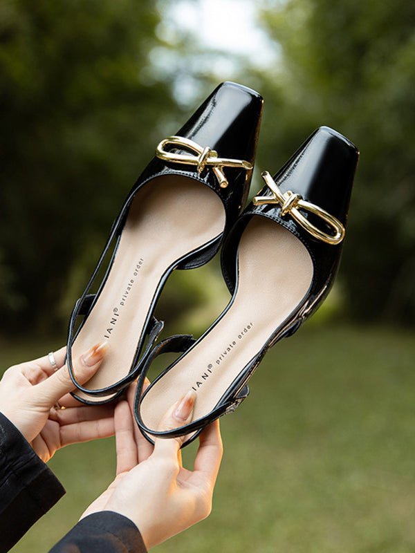 Split-Joint Square-Toe Sling Shoes Sandals