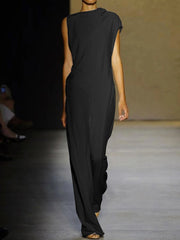 Loose Sleeveless Asymmetric Solid Color Jumpsuits