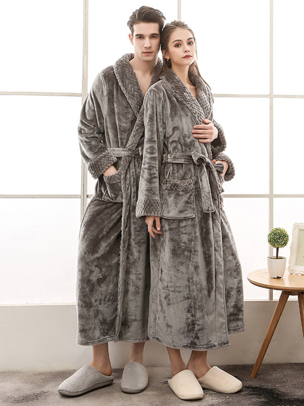 Comfortable Solid Bandage Pajama Robe
