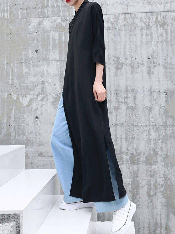 Vintage Solid Buckle Long Cheongsams