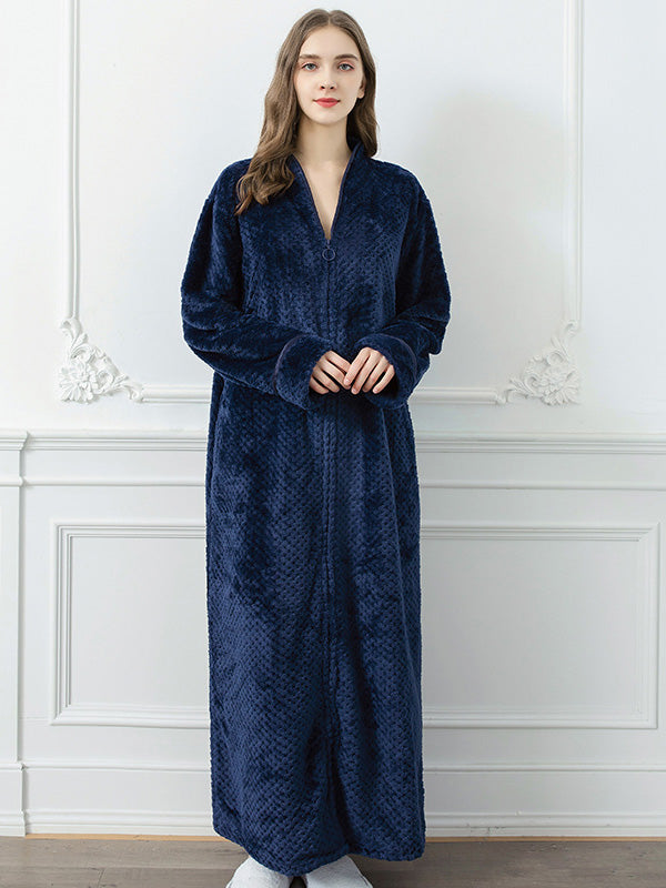 Comfortable Solid Flannel Pajama Robe