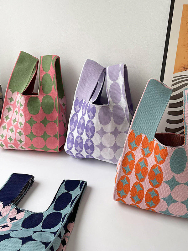 Original Weave Contrast Color Polka-Dot Bags Accessories