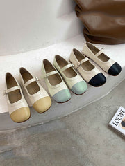 Leisure Contrast Color Split-Joint Flat Heel Loafer Shoes