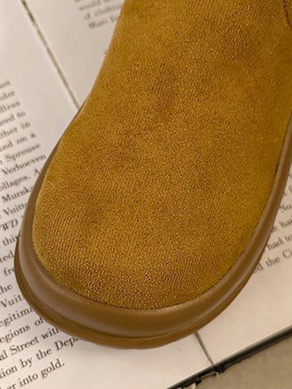 Round-Toe Split-Joint Velvet Platform Shoes Boots