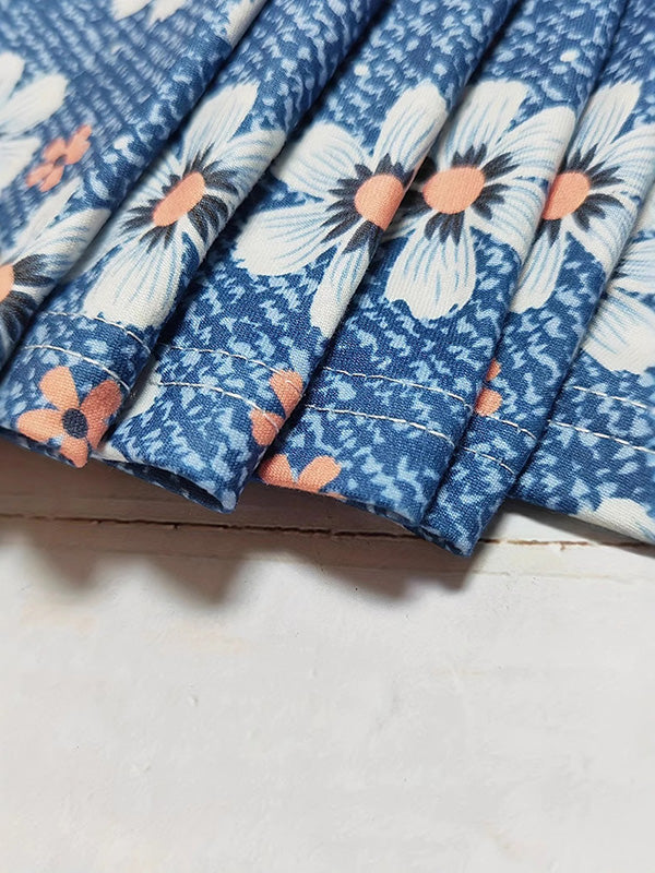 Flower Print Split-Joint A-Line Long Sleeves Deep V-Neck Maxi Dresses