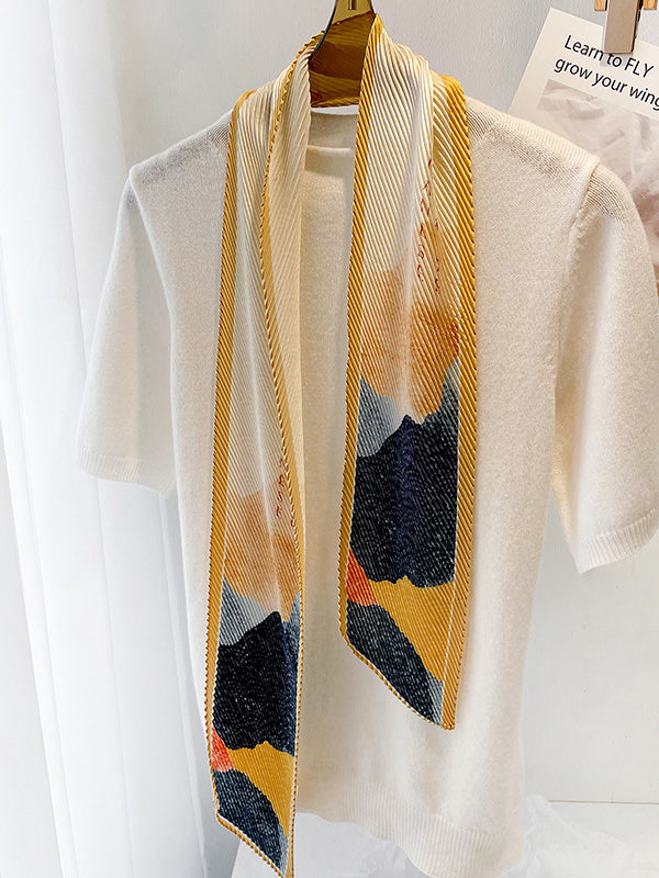Vintage Tie-Dyed Silk Imitation Pleated Scarf