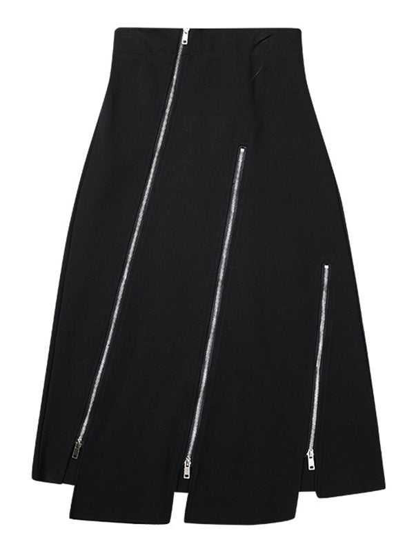 A-Line Irregularity Zipper Bodycon Skirts