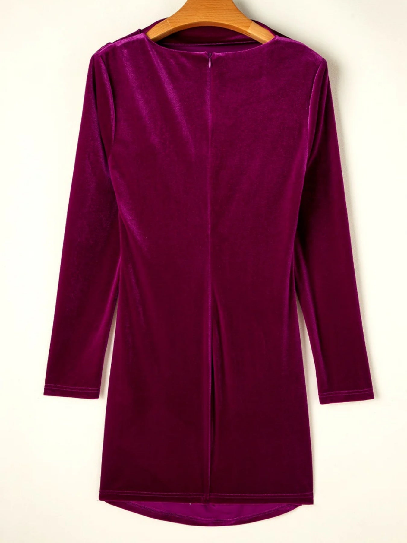 Solid Color Zipper Wrap Stand Collar Mini Dresses