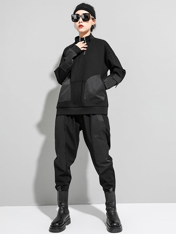 Urban Punk Stand Collar Split-Joint Zipper Sweatshirt
