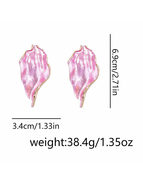 Leaves Print Pleated Irregularity Earrings Accessories