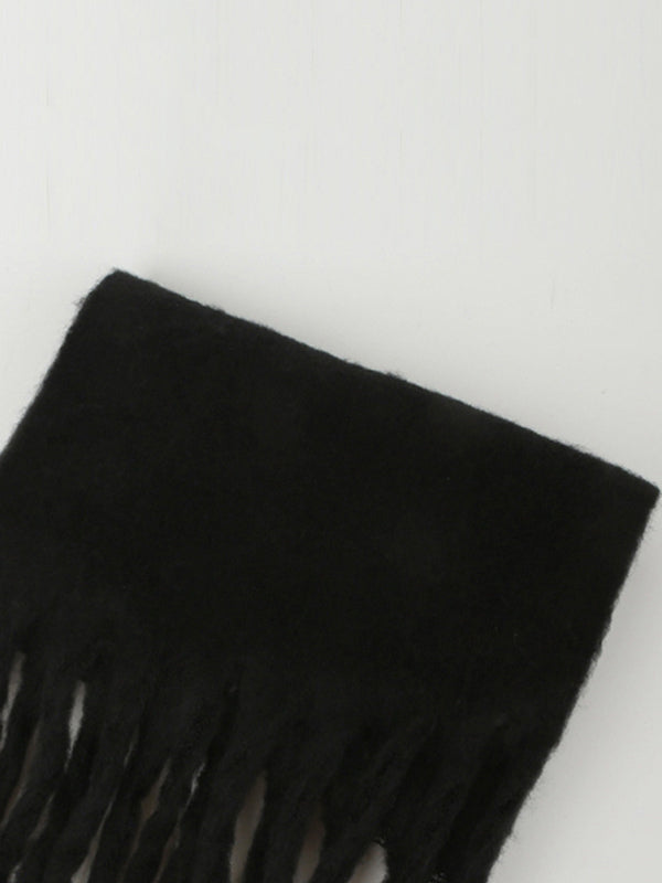 Keep Warm Solid Color Tasseled Thick Scarf