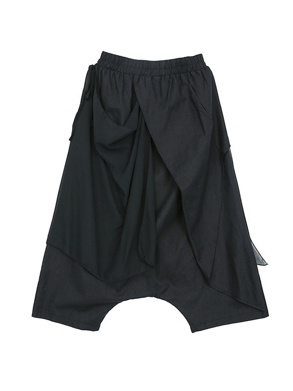 Pleated Solid Color Harem Pants Loose Ninth Pants