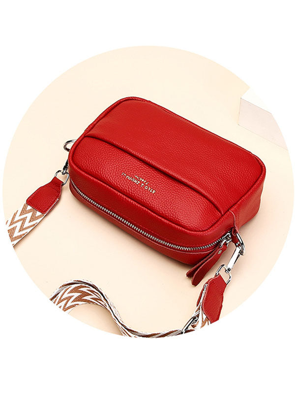 Letter Print Printed Solid Color Zipper Crossbody Bags