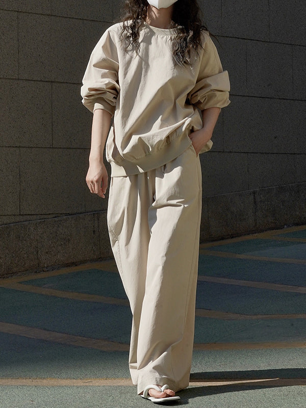Solid Color High Waisted Wide Leg Trousers Casual Pants Bottoms