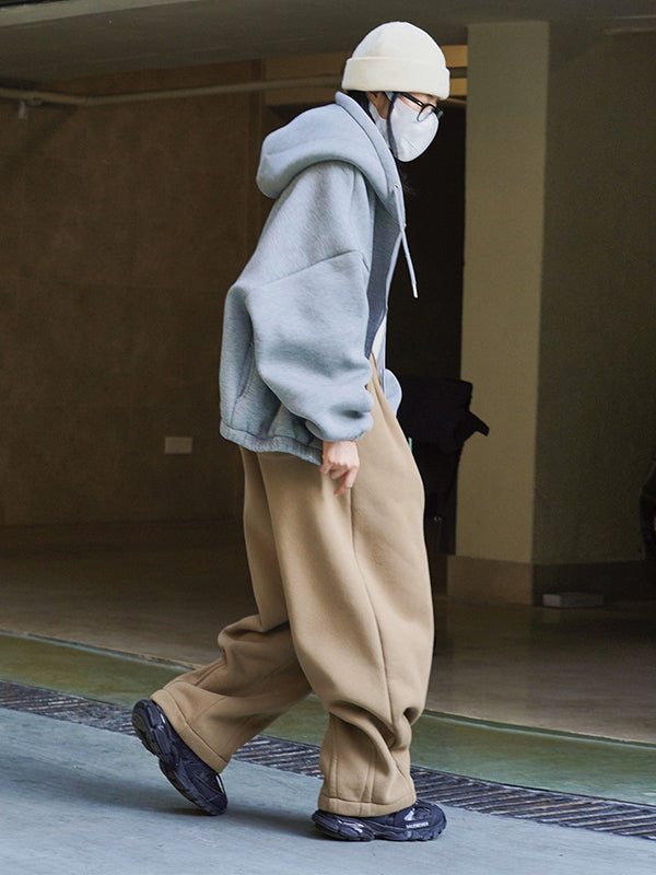 Casual Loose Wide Leg Drawstring Solid Color Pants