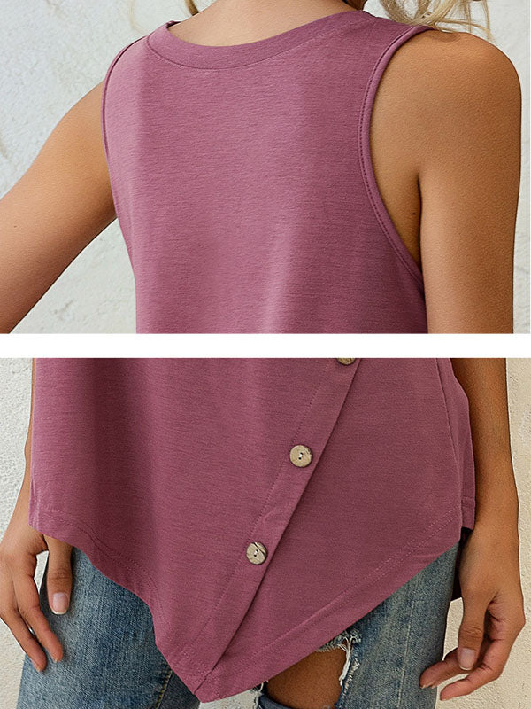 Casual Irregularity Loose Solid Color V-Neck Vest Top