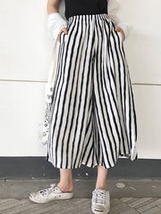 Striped Loose Wide Leg Casual Pants Bottoms