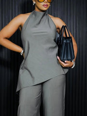 Sleeveless Solid Color Stand Collar Vest Top