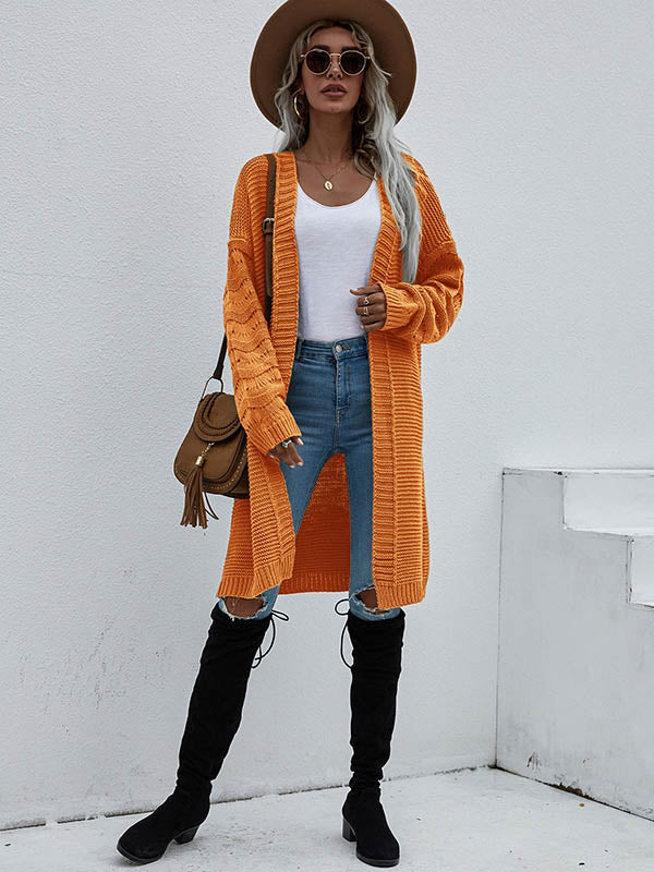 Urban Loose Solid Color Jacquard Cardigan Top