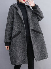 Original Creation Long Sleeves Loose Keep Warm Hooded Outerwear