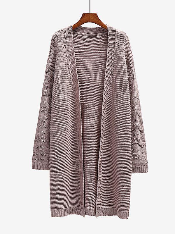 Urban Loose Solid Color Jacquard Cardigan Top