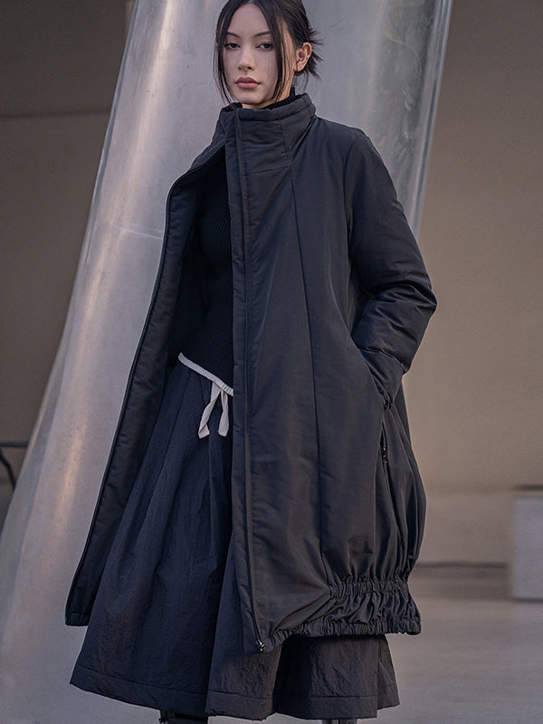 Urban Long Sleeves Solid Color Zipper High-Neck Padded Coat