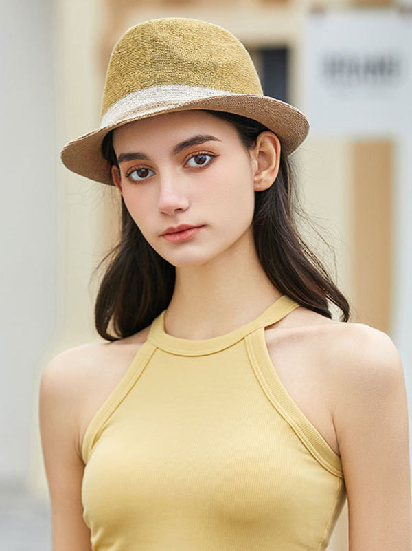 Contrast Color Woven Sun-Protection Hats&Caps