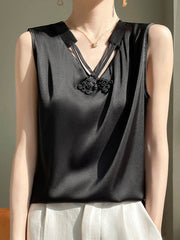 Solid Color Loose Plus Size V-neck Vest Top
