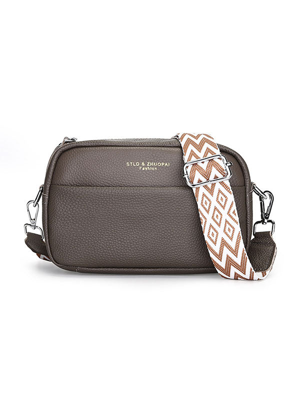 Letter Print Printed Solid Color Zipper Crossbody Bags
