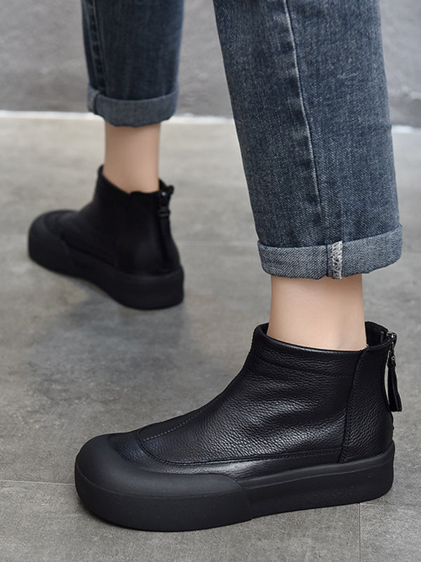 Round-Toe Zipper Boots