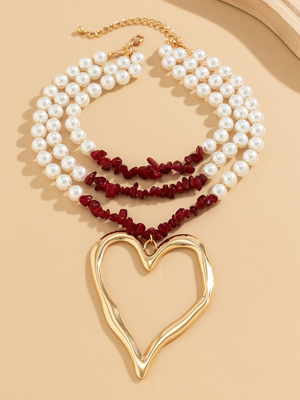 Beaded Contrast Color Heart Shape Necklaces Accessories Dainty Necklace