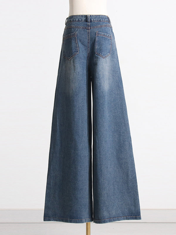 Buttoned Fringed Loose Sleeveless Belted Pockets Boat Neck Vest Top + Pants Bottom Two Pieces Set