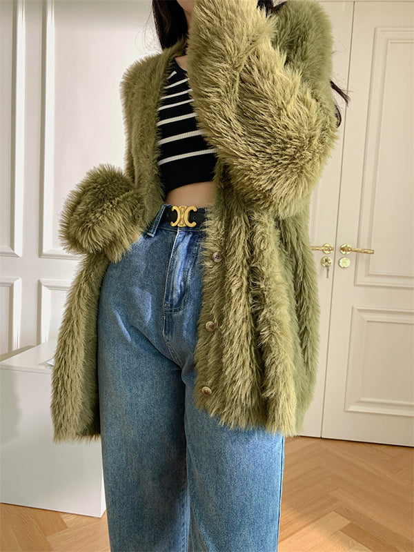 Casual Long Sleeves Loose Solid Color V-Neck Cardigan Tops